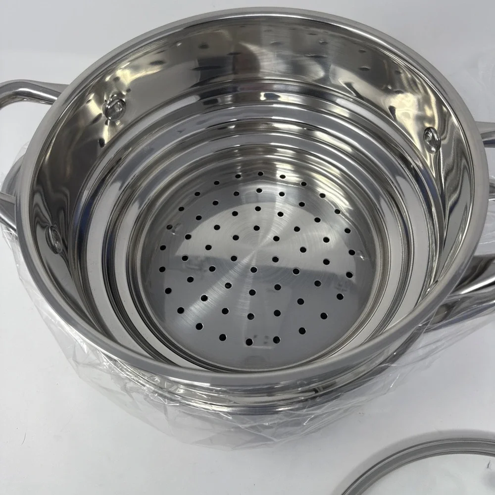 Parini Signature Series Stainless Steel 3.5 Qt Dutch Oven with Steamer & Lid New